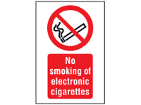 No smoking of electronic cigarettes symbol and text safety sign.