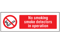 No smoking, smoke detectors in operation safety sign.
