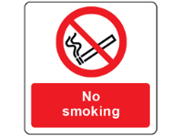 No smoking symbol and text safety label.