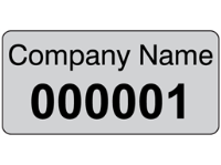 Assetmark foil serial number label (black text), 12mm x 25mm