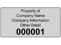 Assetmark tamper evident serial number label (black text), 38mm x 76mm