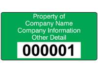 Assetmark tamper evident serial number label (text on colour), 38mm x 76mm