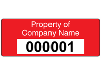Assetmark tamper evident serial number label (text on colour), 19mm x 50mm