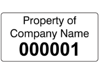 Assetmark+ serial number label (black text), 19mm x 38mm