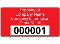 Assetmark+ serial number label (text on colour), 38mm x 76mm