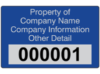 Assetmark+ serial number label (text on colour), 32mm x 50mm