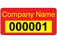 Assetmark+ serial number label (text on colour), 12mm x 25mm