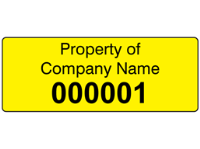 Assetmark serial number label (black text), 19mm x 50mm