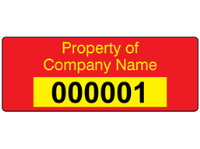 Assetmark serial number label (text on colour), 19mm x 50mm