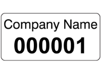 Assetmark serial number label (black text), 12mm x 25mm