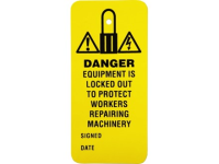 Danger, equipment is locked out to protect workers repairing machinery.