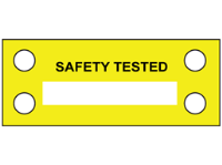 Safety tested cable tie tag.