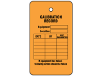 Calibration record tag.