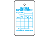 Equipment inspection record tag.