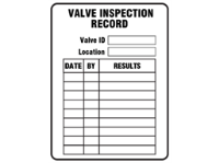 Valve inspection record label