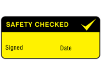 Safety checked label equipment label.