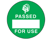 Passed for use label.