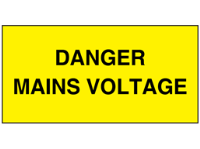 Danger mains voltage electrical warning label