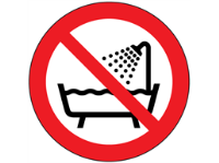 Do not use device in bath symbol labels.