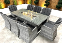 Stone Grey Rattan Dining Fire Pit Sets Chelmsford