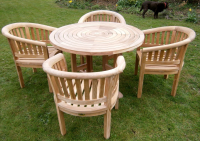 Elegant Teak Table Set with Banana Arm Chairs Supplier to Schools