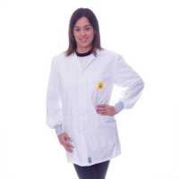 White ESD Lab jacket with elastic cuffs