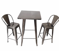 Tolix Silver Bar Table & 2 Silver Tolix Bar Stools