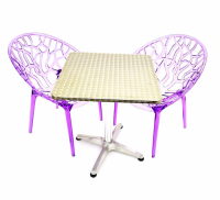2 x Purple Tree Chairs & 60 cm Aluminium Square Table Sets