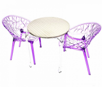 2 x Purple Tree Chairs & 70 cm Aluminium Round Table Sets