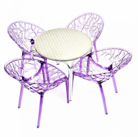 4 x Purple Tree Chairs & Aluminium Round Table Sets