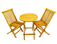 Teak Garden Furniture Set - 2 Folding Chairs & 1 Round 60 cms Table