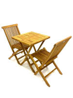 Teak Garden Furniture Set - 2 Folding Chairs & 1 Square Table