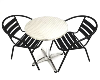 Black Steel Garden Set - Round Pedestal Table & 2 Chairs