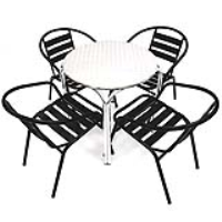 Black Steel Patio Set - Round Stacking Table & 4 Chairs