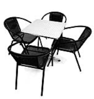 Suppliers of Black Garden Set - Square Pedestal Table & 4 Rattan Steel Chairs