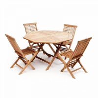 Suppliers of Teak Garden Furniture Set - 4 Folding Chairs & 1 Octagonal Table