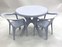 Suppliers of White Plastic Patio Garden Set, 2 x chairs & 1 x Round table