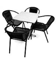 Distributors of Black Garden Set - Square Pedestal Table & 4 Rattan Steel Chairs