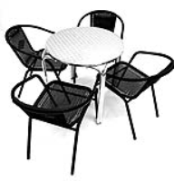 Distributors of Black Garden Set - Aluminium Round Table & 4 Rattan Steel Chairs