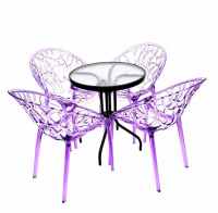 Distributors of 4 x Purple Tree Chairs & Round Glass Table Set