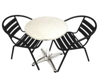 Distributors of Black Steel Garden Set - Round Pedestal Table & 2 Chairs