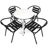 Distributors of Black Steel Patio Set - Round Stacking Table & 4 Chairs