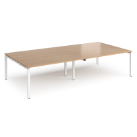 Adapt Boardroom Table with White Legs 12 People - Beech