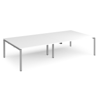 Adapt Boardroom Table with Silver Legs 12 People - White