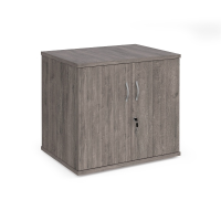 Deluxe Double Door Desk High Cupboard - Grey Oak