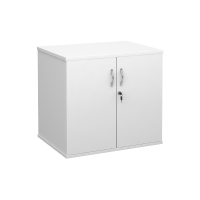 Deluxe Double Door Desk High Cupboard - White