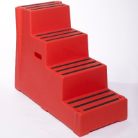 Heavy Duty Plastic Safety Steps 4 Tread - Red