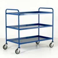 3 Tier Tray Trolleys with Removeable Blue Epoxy Trays - Tray Size - 760 x 457mm (LxW)