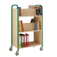 3 Tier Double Sided Book Trolley - Green