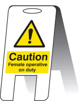 Caution female operative on duty (self standing folding sign)